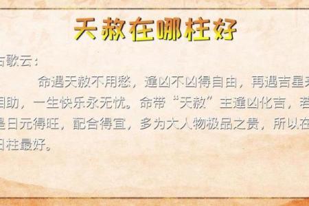 男命日柱带天赦的深意与人生启示